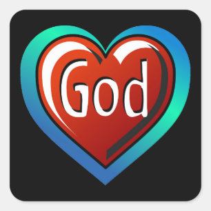 Coola GOD Heart Fyrkantigt Klistermärke