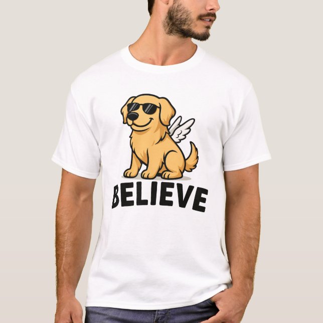 Coola Golden Retriever Angel-Hund med solglasögon T Shirt (Framsida)
