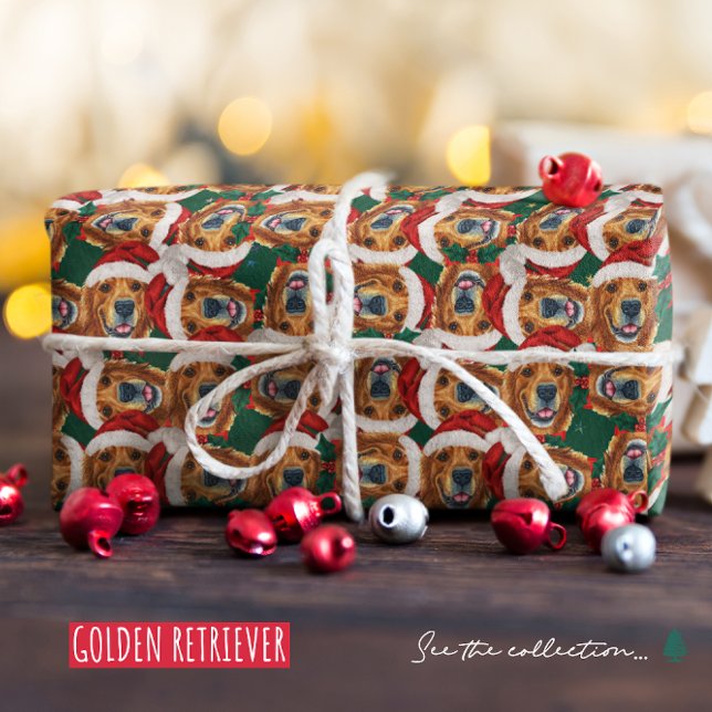 Coola Golden Retriever Ansikte jul Mönster Presentpapper (Skapare uppladdad)