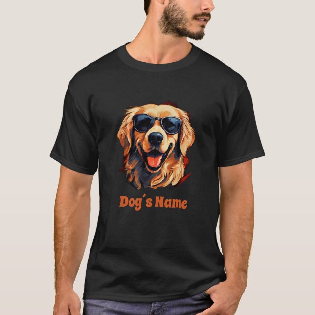 Coola Golden Retriever med solglasögon T Shirt (Framsida)