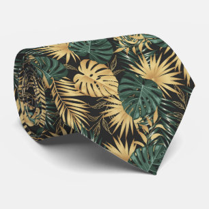 coola golf grönt svart Tropical löv mönster Slips