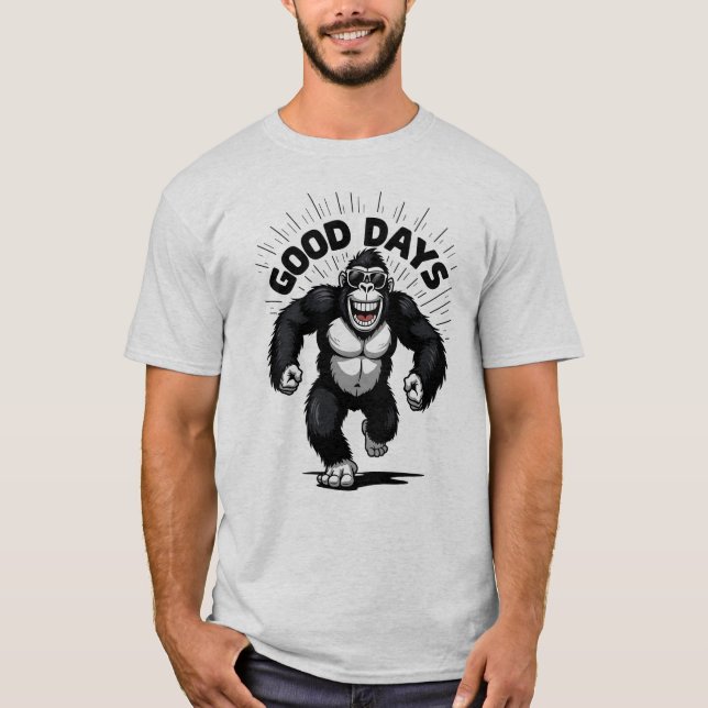 Coola Gorilla Bra Days Retro Tecknad Art T Shirt (Framsida)