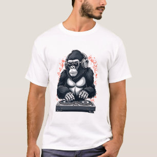 Coola Gorilla DJ Mixing Beats med hörlurar T Shirt