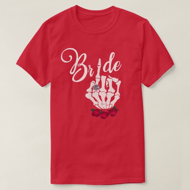 Coola Goth Bride Skull Skeleton Ring Finger Gothic T Shirt (Design framsida)