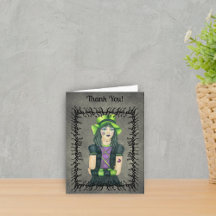 Coola Goth Girl Grönt Hat Tattoos Black Barbs Gråt