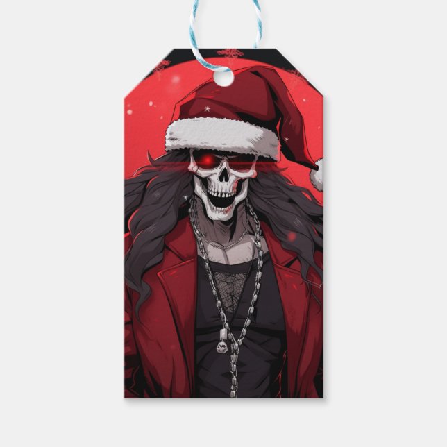 Coola Goth Punk Skull Anime Santa Demon Presentetikett (Framsidan)