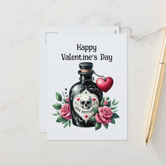 Coola Gothic Valentine kärlek-potion Helg Vykort (Fram/Back In Situ)