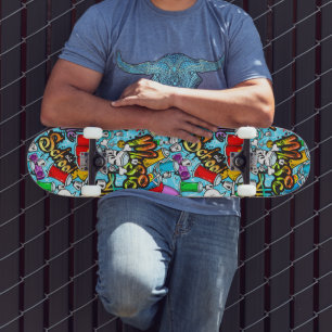 coola graffiti ord art mönster mini skateboard bräda 18,5 cm