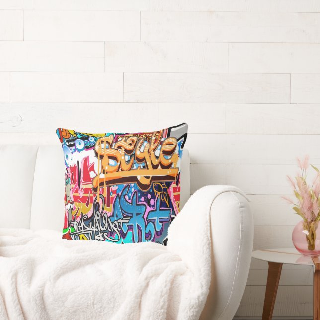 Coola graffiti ord art retro home office-kudde kudde (Soffa)