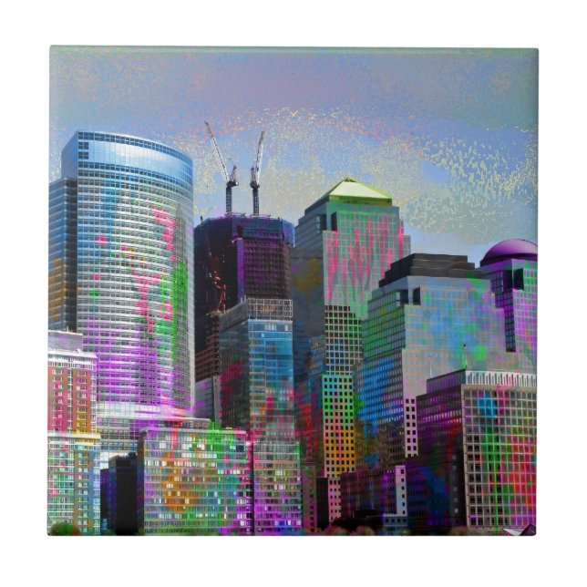 Coola graffiti stänker vattenfärger i New York Cit Kakelplatta (Framsidan)