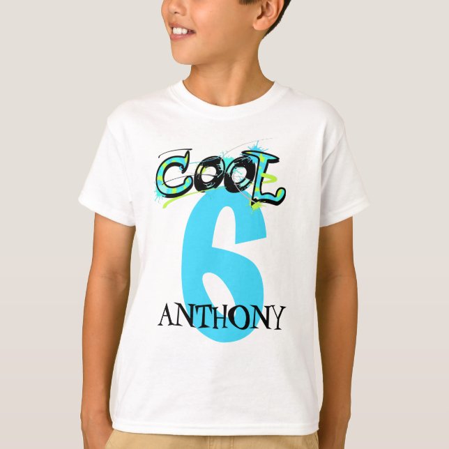 Coola Graffity Paint Splatter Number Namn Birthday T Shirt (Framsida)