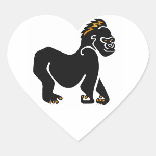 Coola grafik GORILLA - ape-primat - Hjärtformat Klistermärke