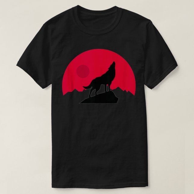 Coola grafik måne natttema varg Sommarvargar G T Shirt (Design framsida)
