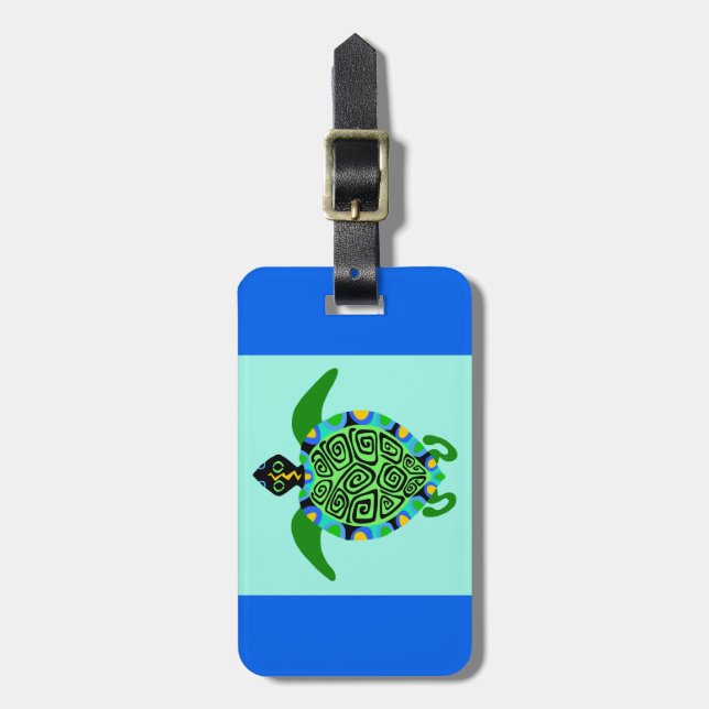 Coola grafik - Sea TURTLE - blue & grönt Bagagebricka (Vertikal Framsida)