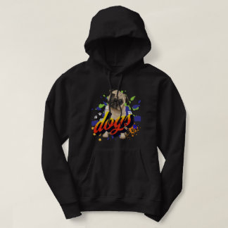 Coola grafik söt hund älskare manar svart hoodie