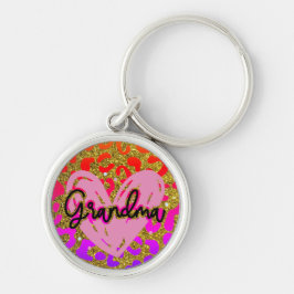 Coola Grandma Heart Nyckel Rund Silverfärgad Nyckelring