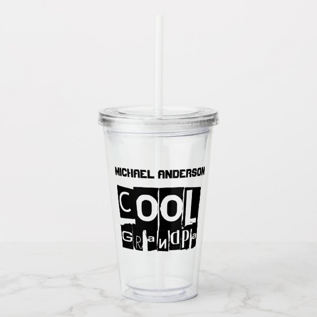 Coola Grandpa Modern Black Typography Take Away Mugg (Framsida)
