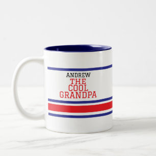 Coola Grandpa Personlig Red Blue Rand White Två-Tonad Mugg