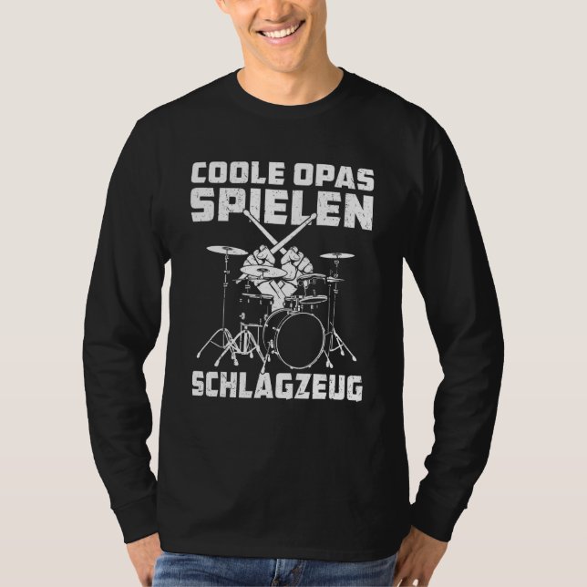 Coola Grandpa Play Drum Kit Pensionär Senior Hobby T Shirt (Framsida)