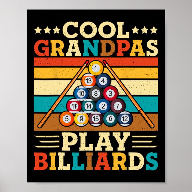 Coola Grandpas Play Billiards Retro Snooker Bassän Poster (Framsidan)