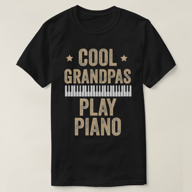 Coola Grandpas Play Piano Gift Pianist Musici T Shirt (Design framsida)