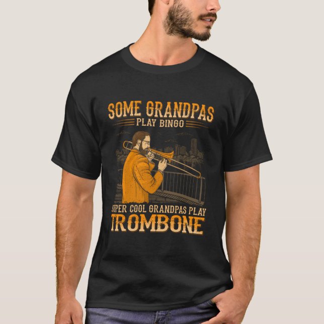 Coola Grandpas Play Trombone - Old Grungy Western  T Shirt (Framsida)