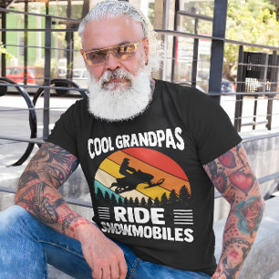 Coola Grandpas Ride Snowmobiles Vintage Sunset T Shirt