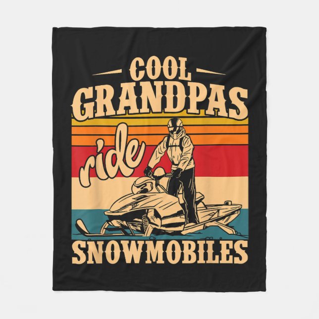 Coola Grandpas rides SnowMobes Snowmobile Snowmob Fleecefilt (Framsidan)