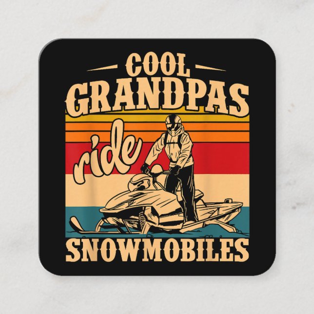 Coola Grandpas rides SnowMobes Snowmobile Snowmob Fyrkantigt Visitkort (Framsida)