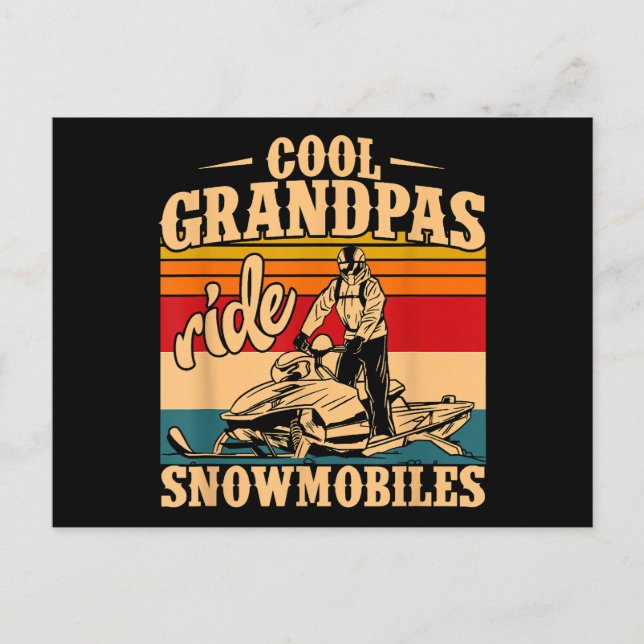 Coola Grandpas rides SnowMobes Snowmobile Snowmob Helg Vykort (Framsida)