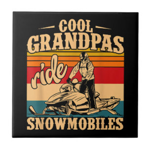 Coola Grandpas rides SnowMobes Snowmobile Snowmob Kakelplatta