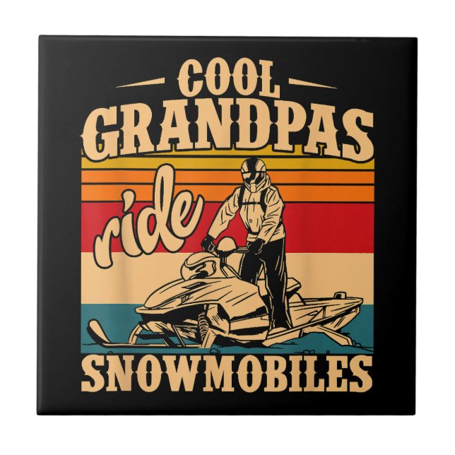 Coola Grandpas rides SnowMobes Snowmobile Snowmob Kakelplatta (Framsidan)