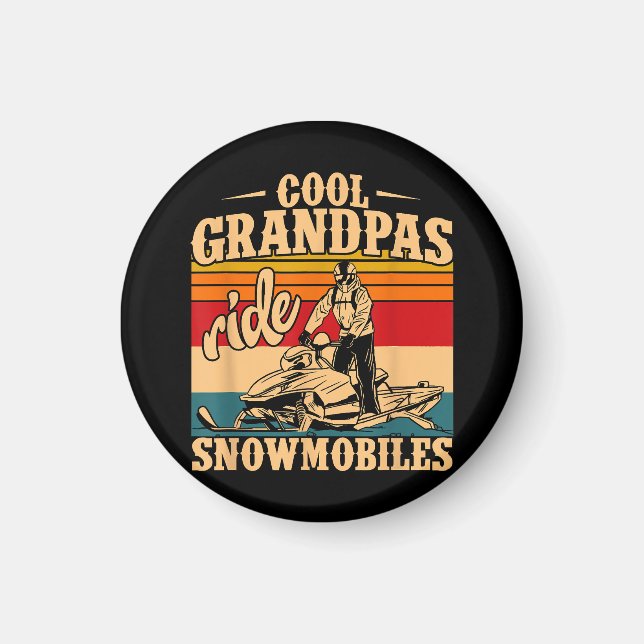 Coola Grandpas rides SnowMobes Snowmobile Snowmob Magnet (Framsidan)