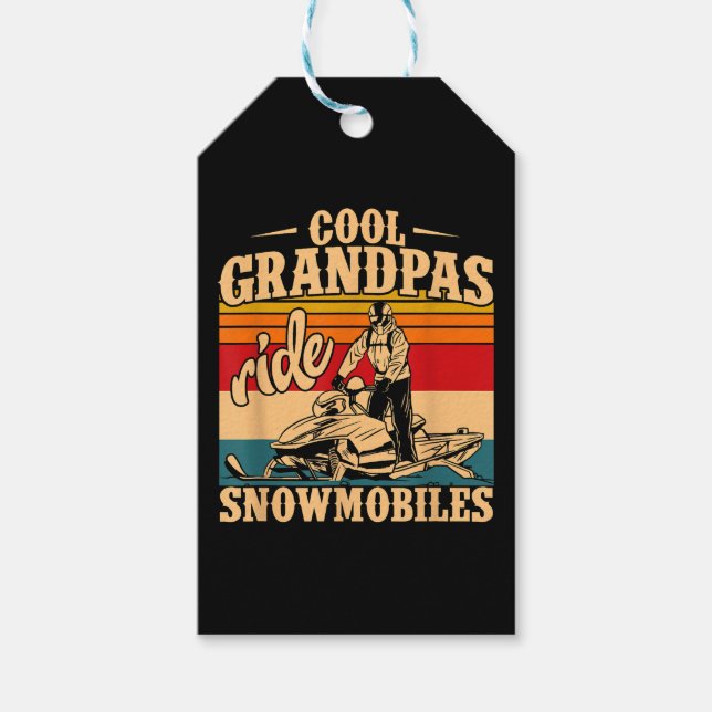 Coola Grandpas rides SnowMobes Snowmobile Snowmob Presentetikett (Framsidan)