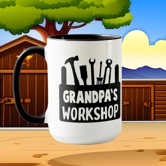 coola Grandpas workshop lägger till text Mugg (Skapare uppladdad)