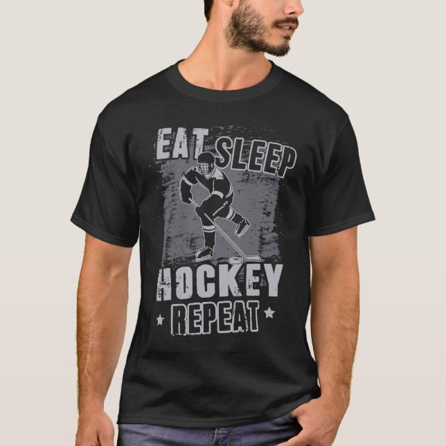 Coola Graphic Eat Ssov Hockey Repeat Sport Älskare T Shirt (Framsida)