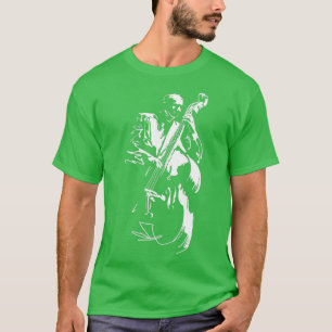 Coola Graphic Jazz Älskare Upright Bass Player-des T Shirt