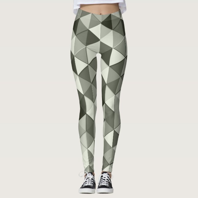 Coola Gråskaletrianglar, geometriska mönster Leggings (Framsida)