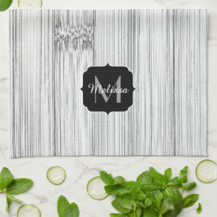 Coola grått bamboo wood print Monogram Kökshandduk