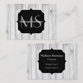 Coola grått bamboo wood print Monogram Visitkort