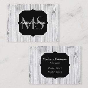 Coola grått bamboo wood print Monogram Visitkort