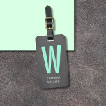 Coola Grått Black Grönt, fet monogram Bagagebricka<br><div class="desc">Coolan har full anpassade bagagemärkesdesign med struktur grått-bakgrund och fet grönt monogram. Modern elegant-design.</div>