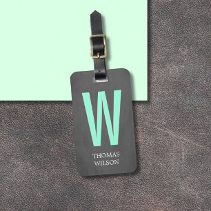 Coola Grått Black Grönt, fet monogram Bagagebricka