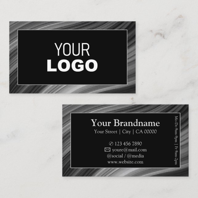 Coola Grått Black Wood Stil Ram med Logotyp Visitkort (Fram/baksida)