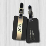 Coola Grått Faux Metall Rand, fet Monogram Bagagebricka<br><div class="desc">Elegant anpassade grått bagagemärke med FAUX metall rand och ditt feta monogram.</div>