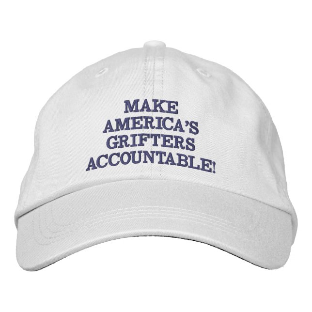 Coola Grått - Gör amerikanas bedragare ansvariga! Broderad Keps (Framsida)