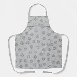 Coola Grått Hund Paw Print Mönster Personlig