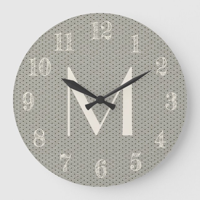 Coola Grått-läderutetyl, monogram Stor Klocka (Framsida)