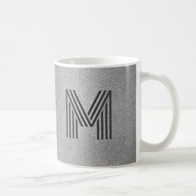 Coola Grått-läderutseende Monogrammad Mugg (Höger)