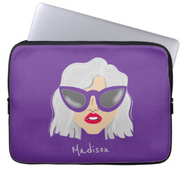 Coola Grått-parad kvinna med eget namn på glasögon Laptop Fodral